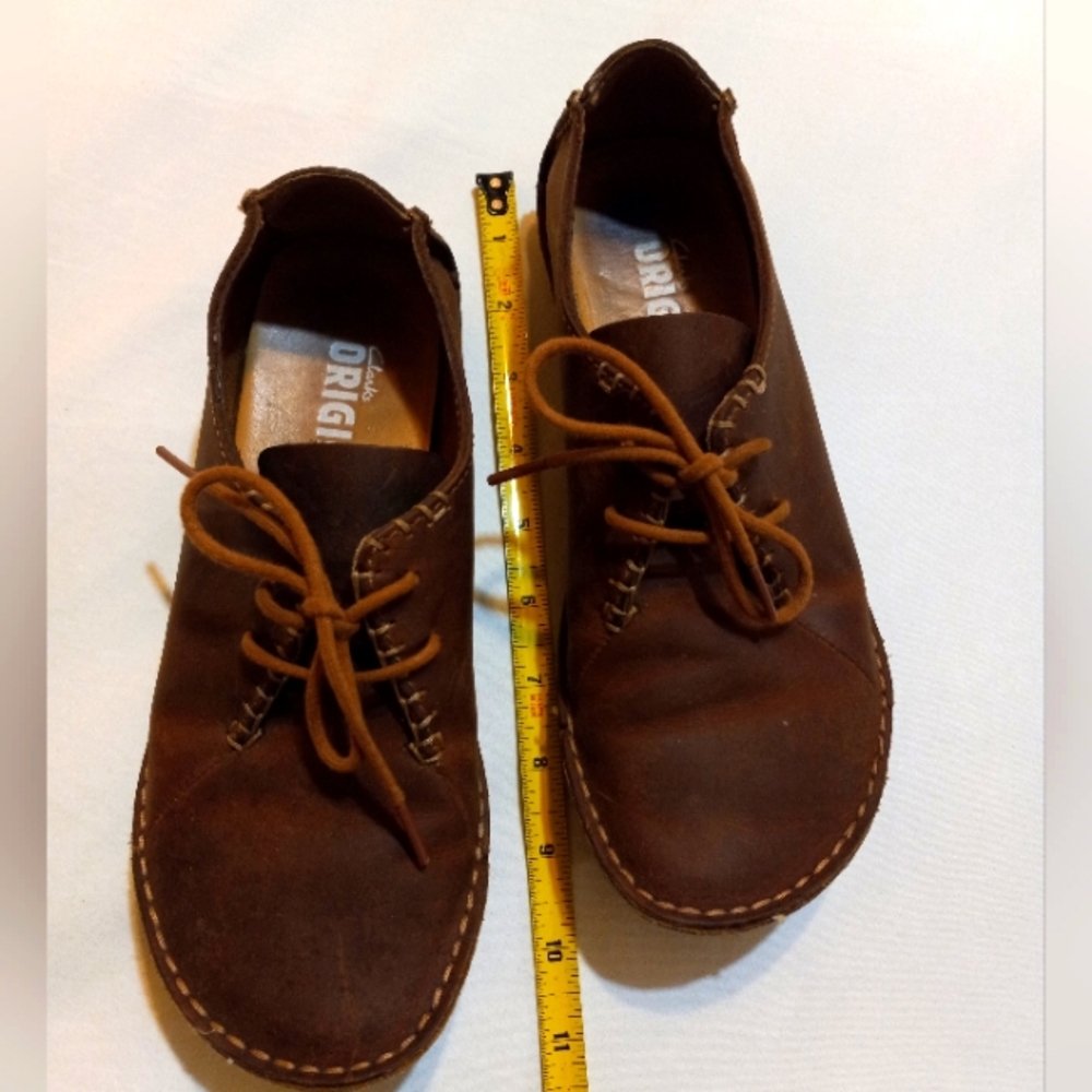 Clarks Original Faraway Brown Leather Shoes 7.5 M Crepe Sole